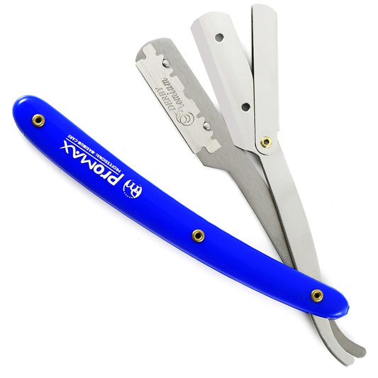 Care Professional Straight Edge Razor-Barber Razor with 100 Derby Blades-Close Shaving Men'S Manual Shaver Safety Stainless Steel with Blue Strong Handle-160-10050