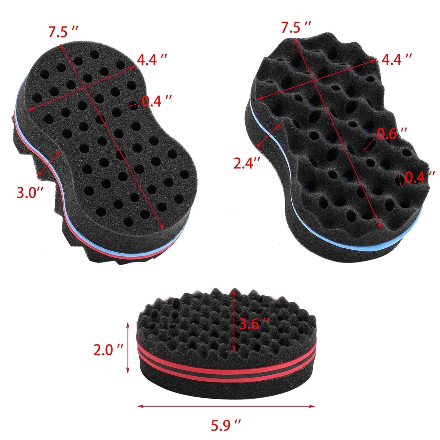 3 Pcs Hair Twist Sponge Brush for Men Women Dread Locking Twist Afro Curl Coil Wave Hair Care Tool