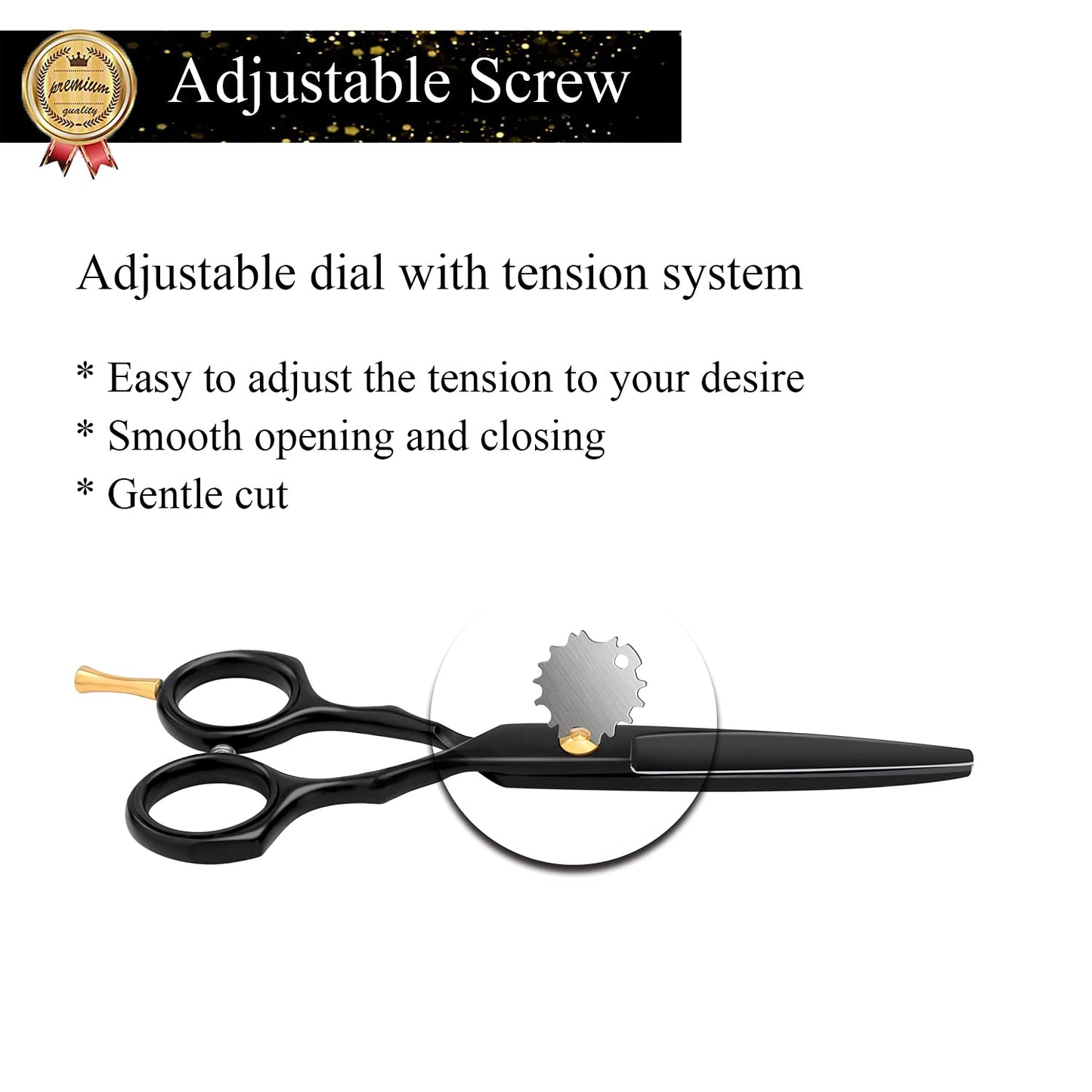 5.5 Inch Hair Cutting Scissors Set with Razor, Leather Scissors Case, Barber Hair Cutting Shears Hair Thinning/Texturizing Shears for Professional Hairdresser or Home Use (Black)